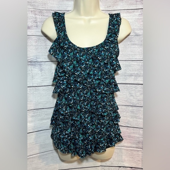 Express Floral Mesh Ruffle Tank Size M - Picture 1 of 4
